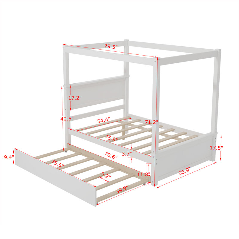 Full Platform Canopy Bed, White