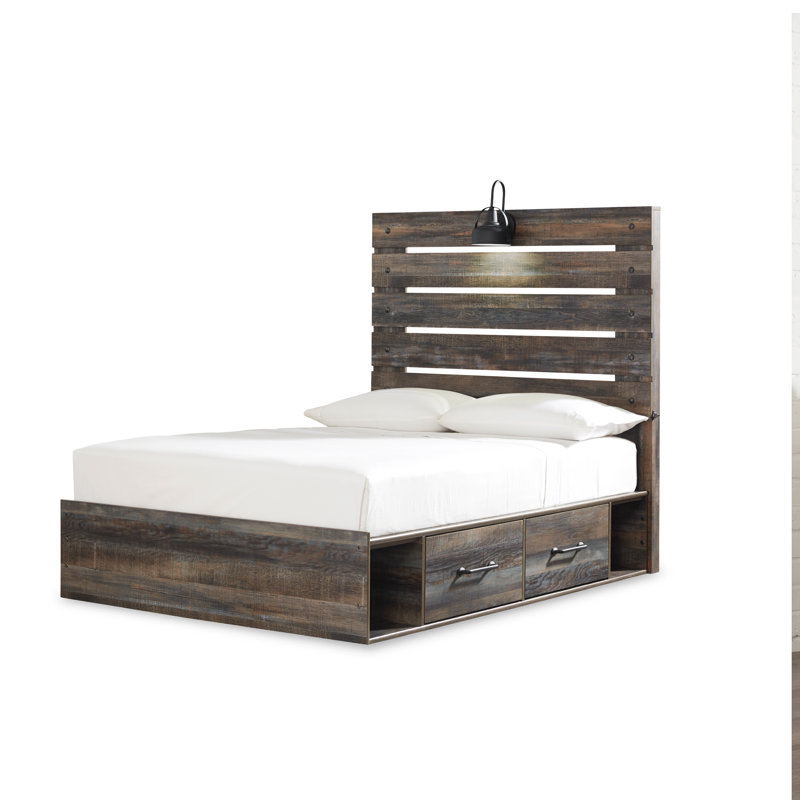 Grand lit plateforme avec rangement Drystan, Simple