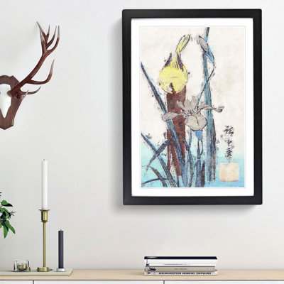 Bird and Iris Flower by Utagawa Hiroshige - Framed Print