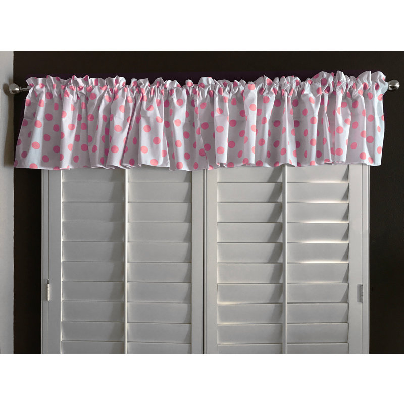 Cantonnière sur mesure en mélange de coton à pois 58 po Chrisman, L 58 po x L 28 po, Blanc / rose