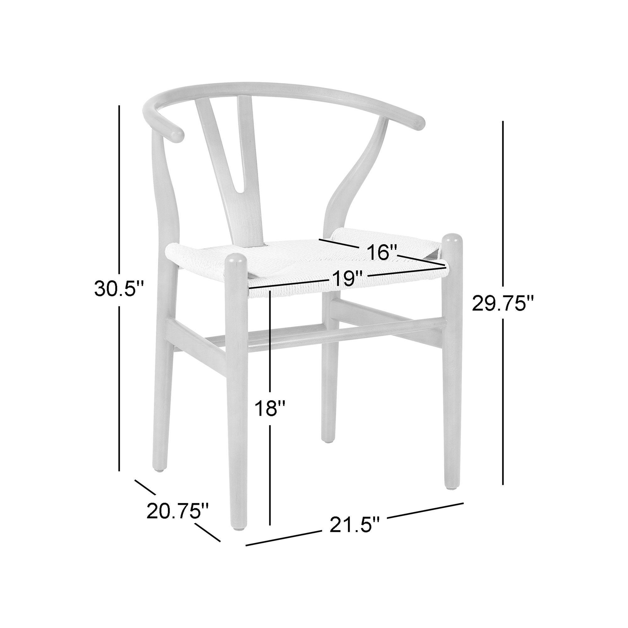 Wyn Woven Solid Wood Dining Chair, Pitch Black, 2