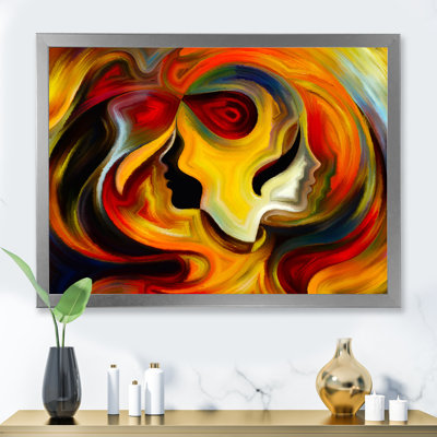 Reflets intérieurs rouges, jaunes et oranges - Peinture sur toile