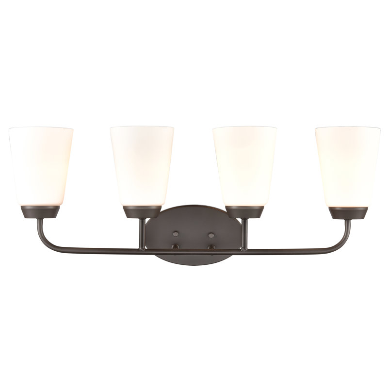 Éclairage pour salle de bain 4 lumières 28 po Crafton - Bronze huilé, H 10 po x l 28 po x P 6 po, Bronze frotté à l'huile