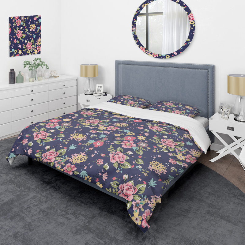 Ensemble de housse de couette en microfibre rose / vert / mauve 3 pièces