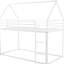 Lit superposé simple en métal au-dessus d'une maison avec extérieur blanc et encastré - Pièce de chambre élégante et confortable-1248761091