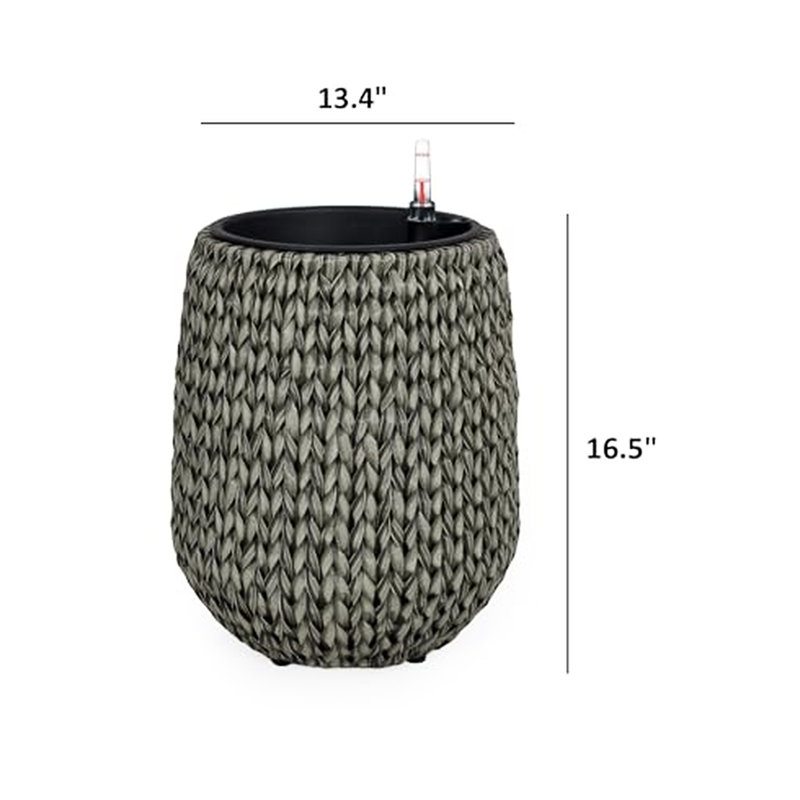 Jardinière ronde 13,4 po - Accessoire de jardin rond rond gris facile à assembler et résistant aux plantes ornementales
