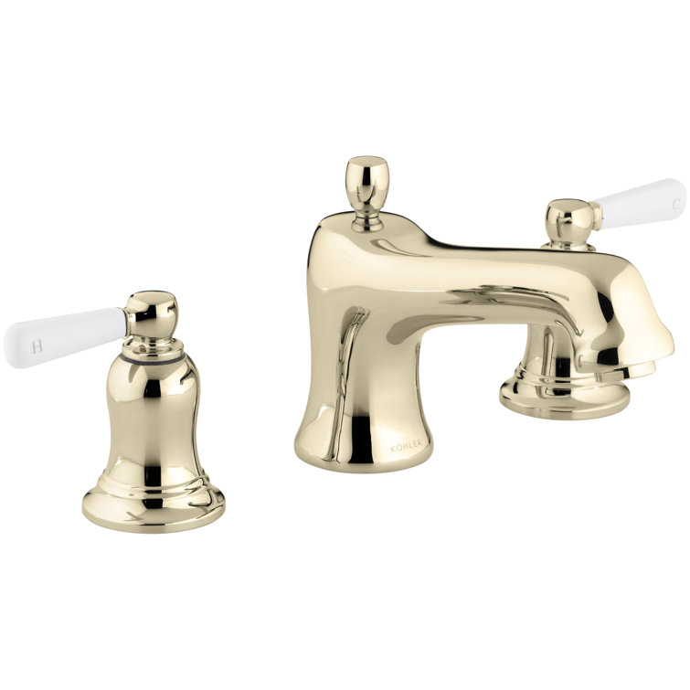Bancroft® Bath Faucet Trim for Deck-Mount High-Flow Valve with Non-Diverter Spout and White Ceramic Lever Handles, Valve Not Included