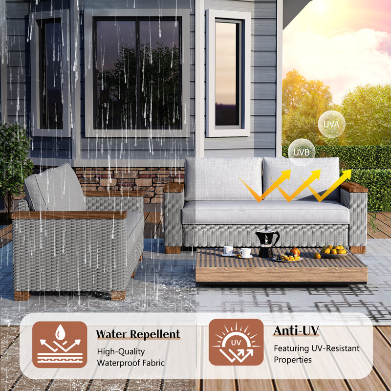 Revaan 62.9'' Wide Metal Patio Sofa with Cushions