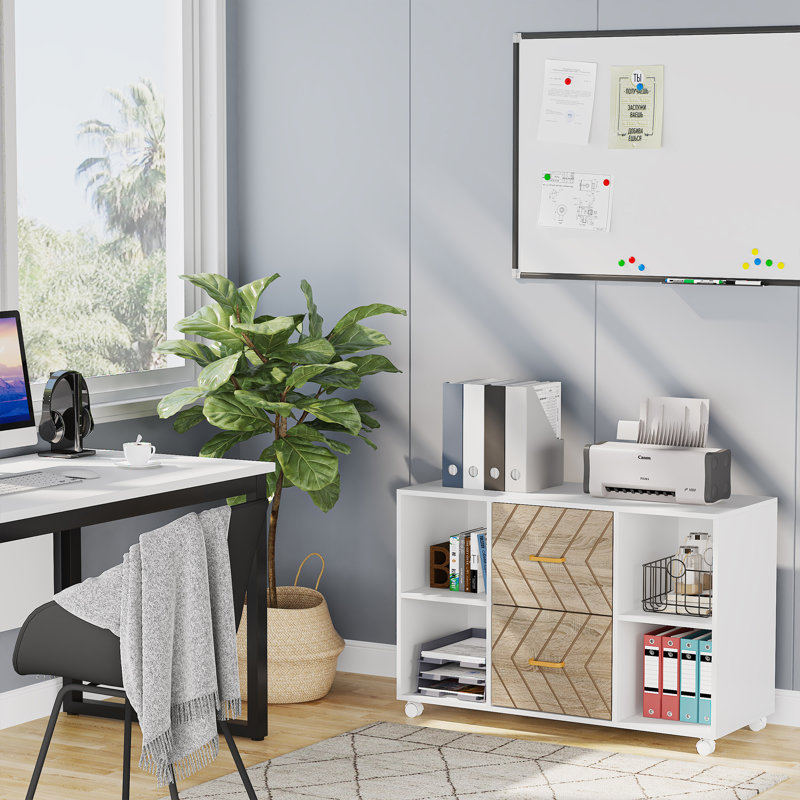 Classeur 2 tiroirs Algere, Beige / Blanc