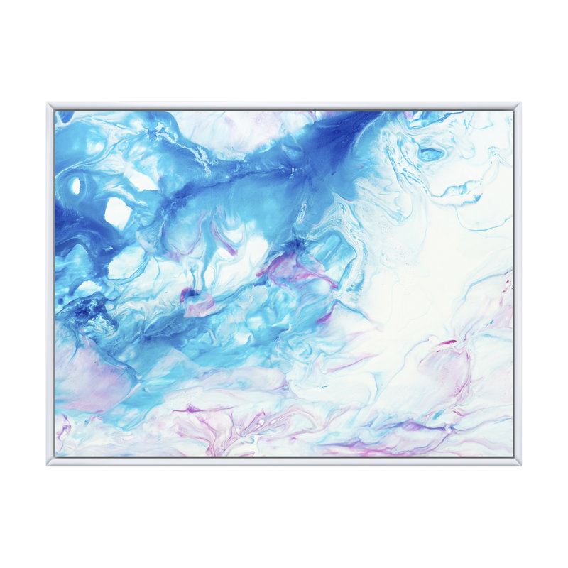 Encre rose et bleue, impression sur toile, Toile à cadre flottant blanc, H 12 po x l 20 po