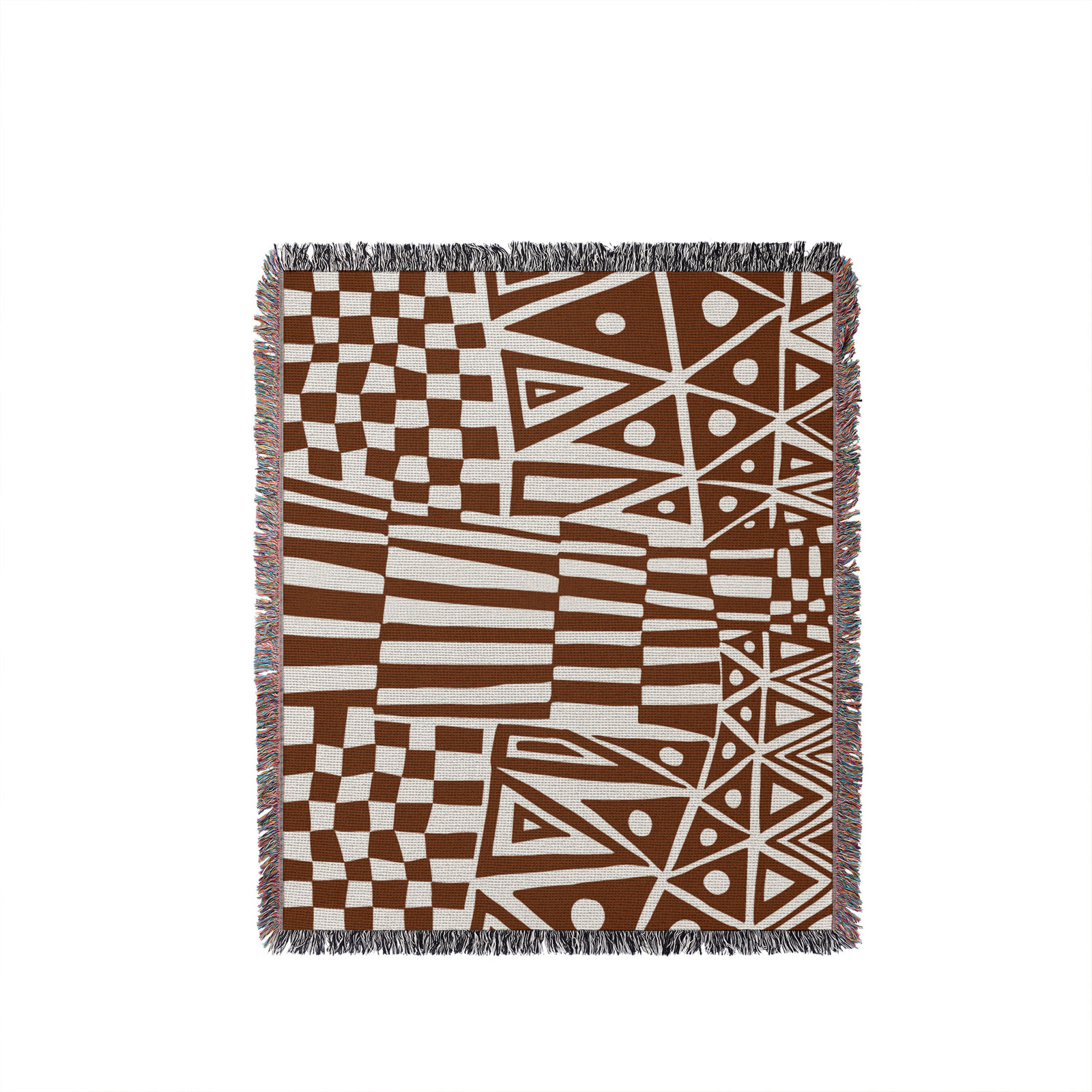 Cocodili Cotton Hand Woven Throw Blanket, 50" x 70"  – Full/Double, Rust Brown
