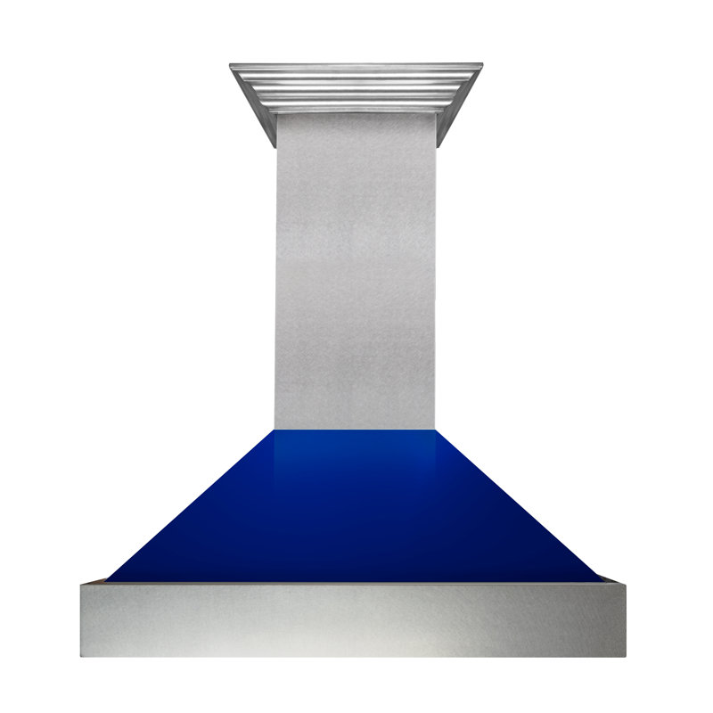 48" Fingerprint Resistant Stainless Steel Range Hood with Fingerprint Resistant Shell (8654SN-48), Blue Gloss