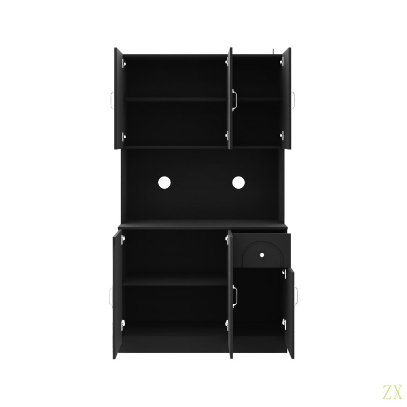 Armoire de rangement pour garde-manger de 71 po avec comptoir pour four à micro-ondes, huche autoportante avec tablettes réglables, 6 portes et 1 tiroir