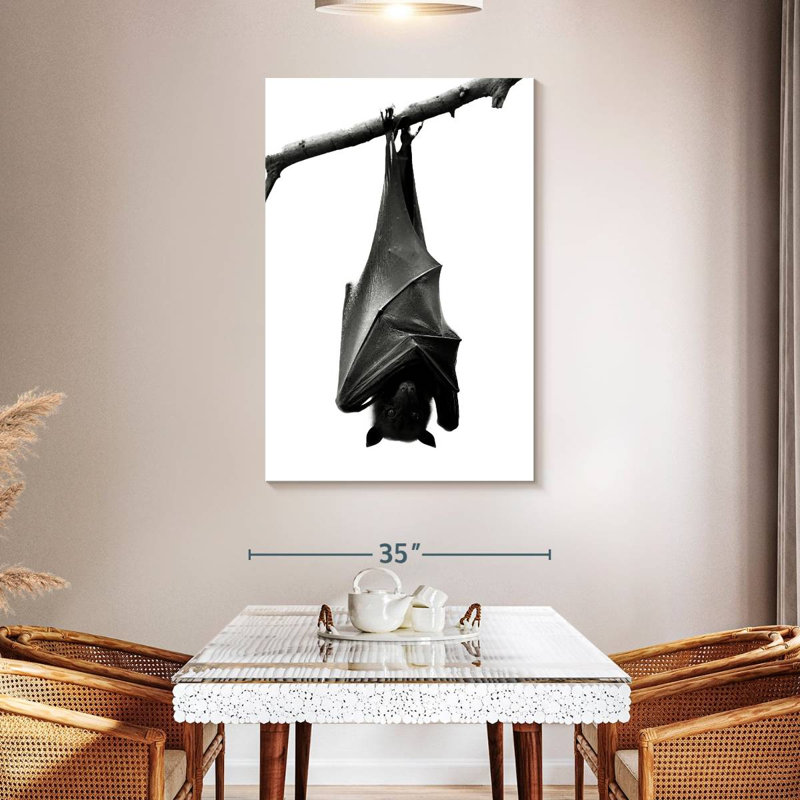Brampt Monochrome Upside Down Bat, 48" H x 32" W