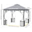 3 x 3 Meter Outdoor Gazebo with Double Tier Light Grey Canopy, Metal Frame Patio Shelter with Insect Netting and Ground Stakes for Garden and Backyard Use