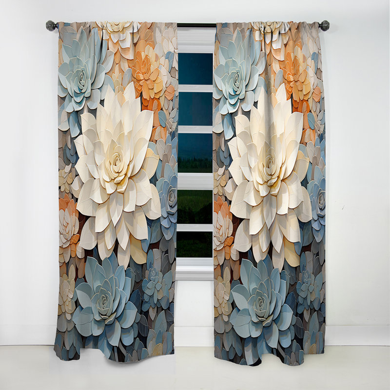 Pingry - Rideau succulent - Rideau floral occultant en velours - 1 panneau, L 52 po x L 84 po
