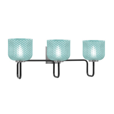 Amarmula 3 Light Bath Bar, Matte Black & Graphite Finish, 6" Turquoise Textured Glass