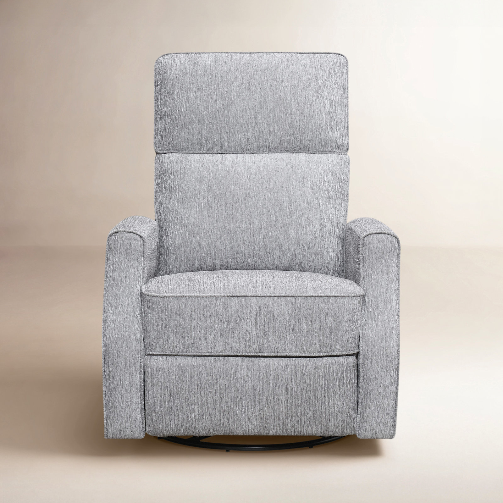 Pomeline Upholstered Swivel Recliner, Light Gray Polyester