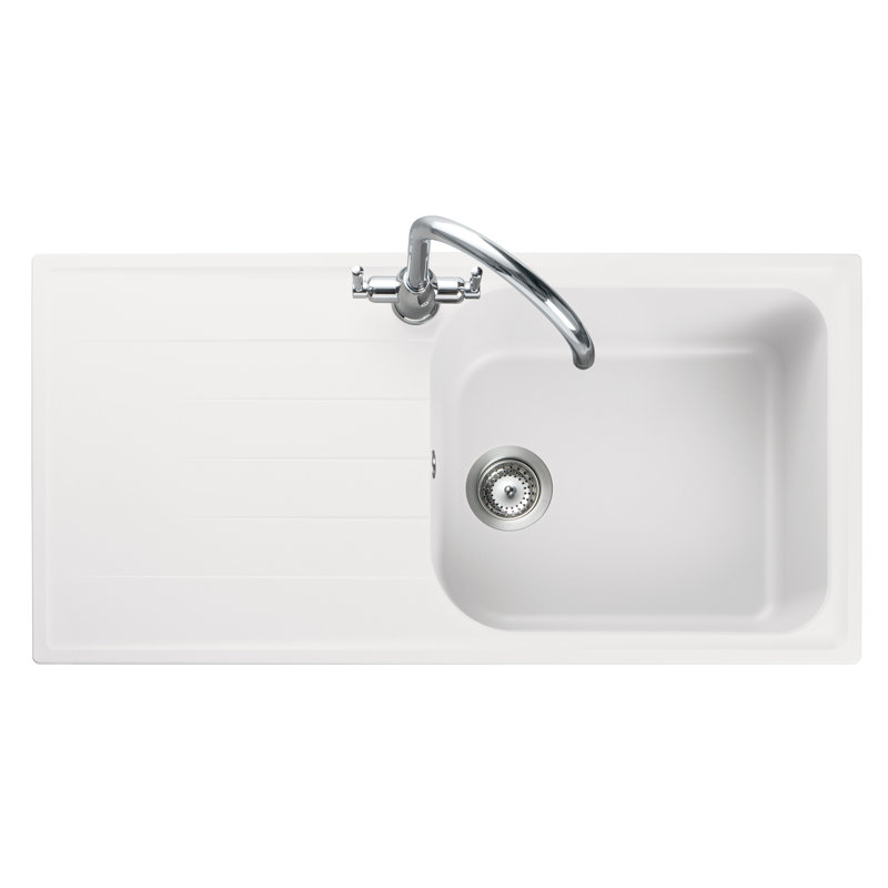 Amethyst 100cm x 50cm Igneous Single Bowl Inset Kitchen Sink, Crystal White