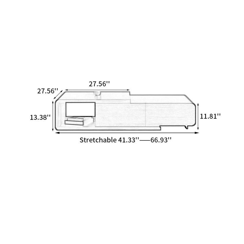 Table basse rétractable Modern, H 13,38 po x L 41,33 po x l 27,56 po