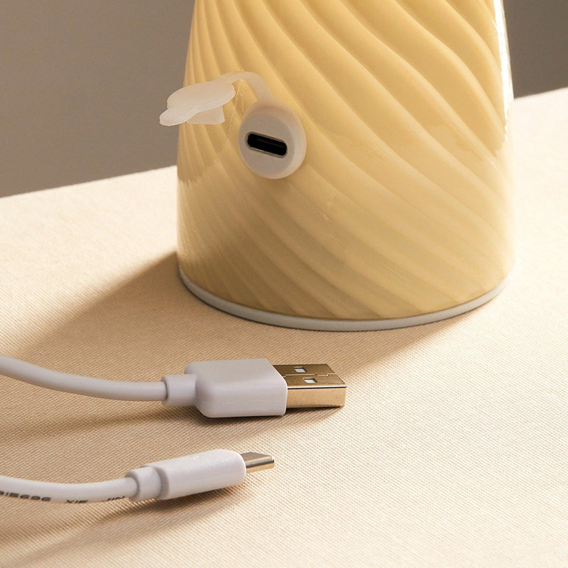 Humber Mini Cordless Glass Mushroom Lamp, Butter, Butter