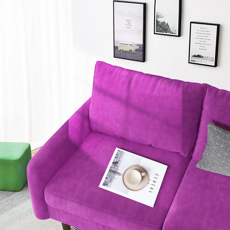 Causeuse Marick, Velours aubergine, H 33,1 po x l 56,3 po x P 31,1 po