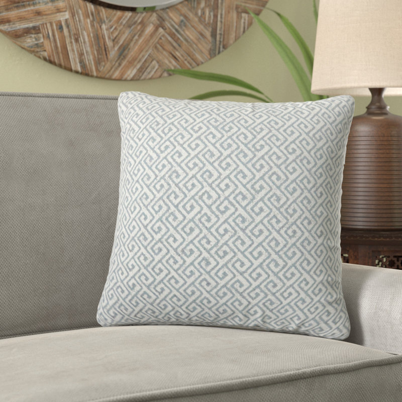 Housse de coussin carrée géométrique Vaidya/insert, Bleu, H 20 po x l 22 po
