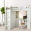 Lit mezzanine double gain de place avec grande armoire, design en bois pour usage domestique