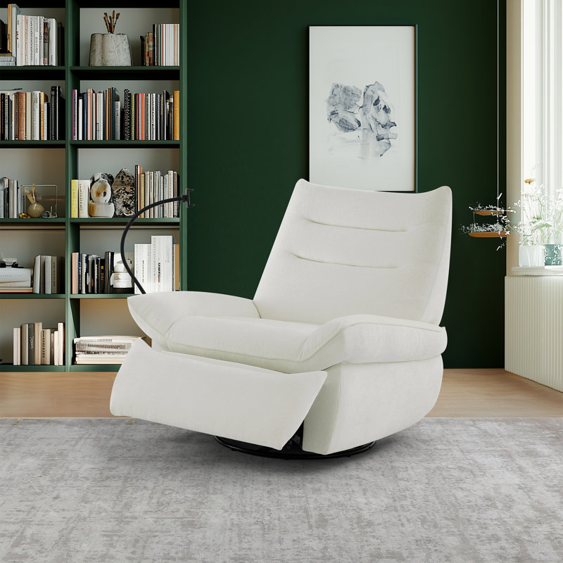 Upholstered Power Recliner, White