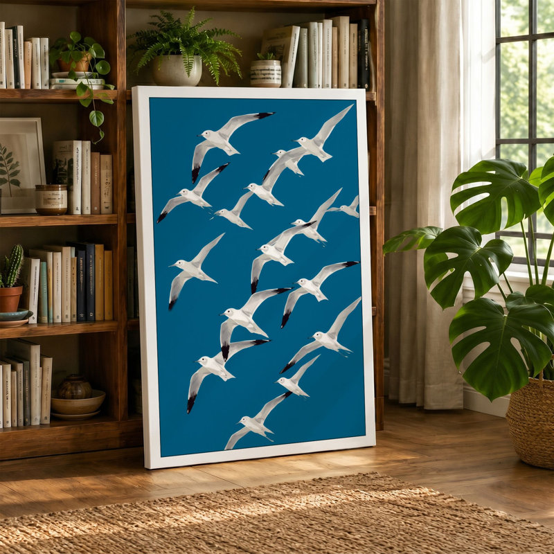 Soaring Seabirds Coastal - Wrapped Canvas, 30x20 - 76.2 x 50.8 cm, Black Border