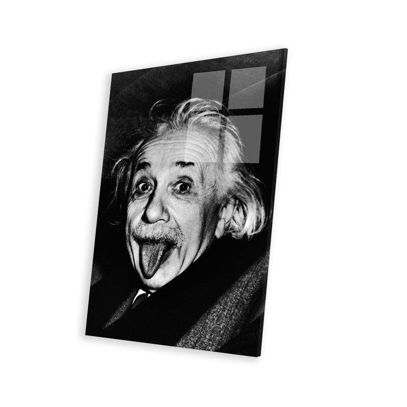 Albert Einstein, collage de la langue sur plastique / acrylique par Arthur Sasse, peinture