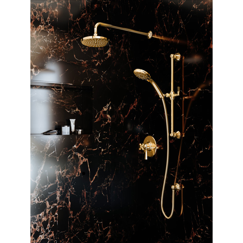1/2" Therm and Pressure Balance Trim with 2 Functions, Unlacquered Brass