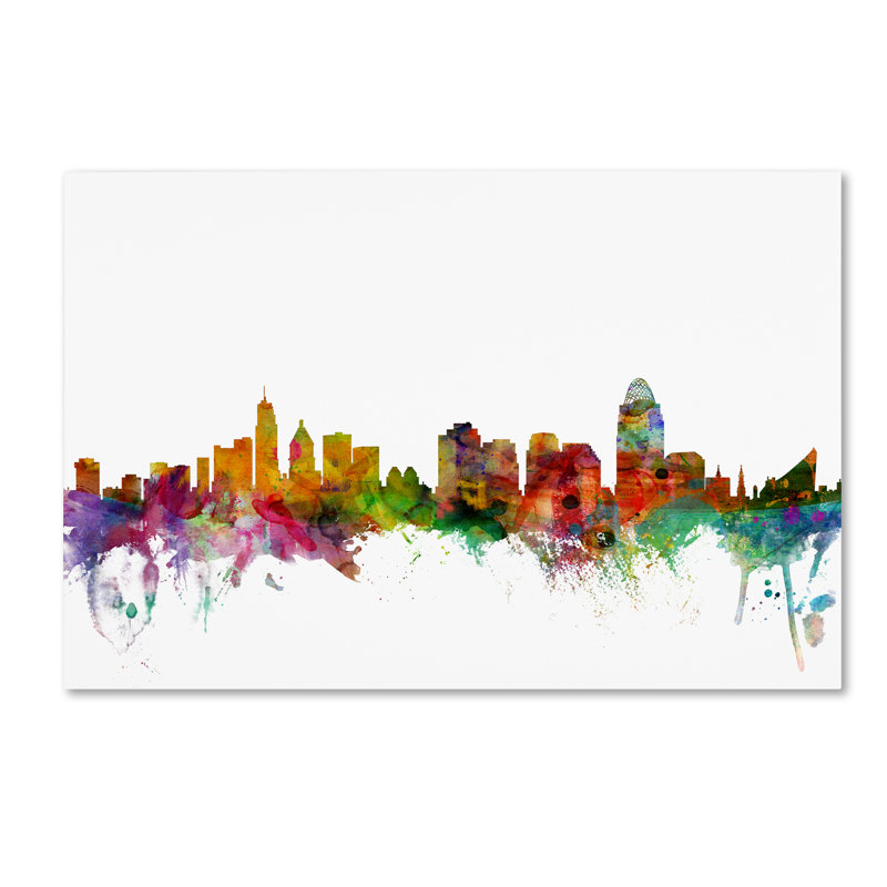 « cincinnati ohio horizon », reproduction d’impression sur toile tendue, H 16 po x l 24 po x P 2 po