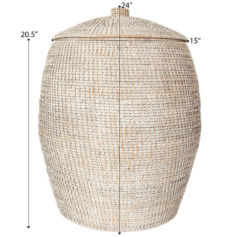 Hand Woven Laundry Hamper, Honey Brown