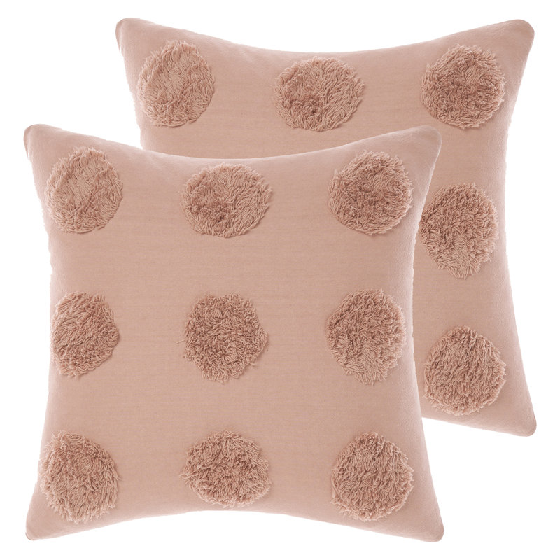 Polka Dots Square Throw Cushion, White, Feather