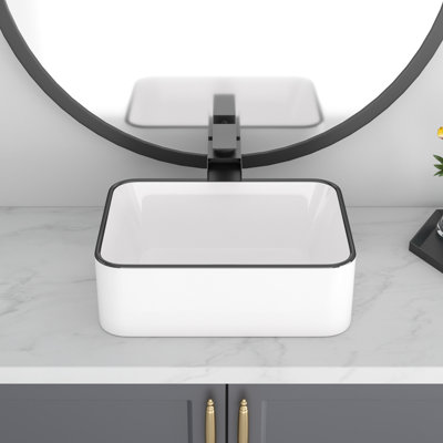 Lavabo vasque de salle de bain rectangulaire en argile réfractaire 16 po Lofeyo