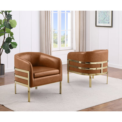 Leathaire Accent Chair With Chrome Frame