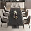Ensemble de table de salle à manger extensible en fritté de 94,5 po avec 8 chaises en similicuir, ensemble de salle à manger de luxe moderne 9 pièces avec base en U en acier inoxydable-1452195927-1452195929