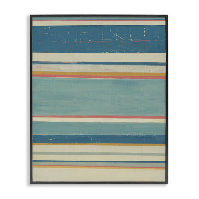 Nautical Linear Pattern Grey Framed Giclee Art by Pippin Schupbach