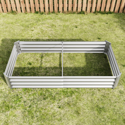 Rust - Silver Metal Garden Bed For Outdoor Planting In Desert Climates Rectangle Raised Growing Vegetables And Flowers Bedroom Terrace