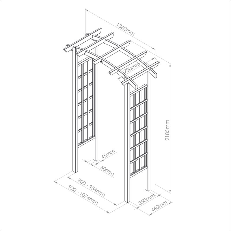 Trinh 136cm W x 72cm D Solid Wood Arbour in Natural