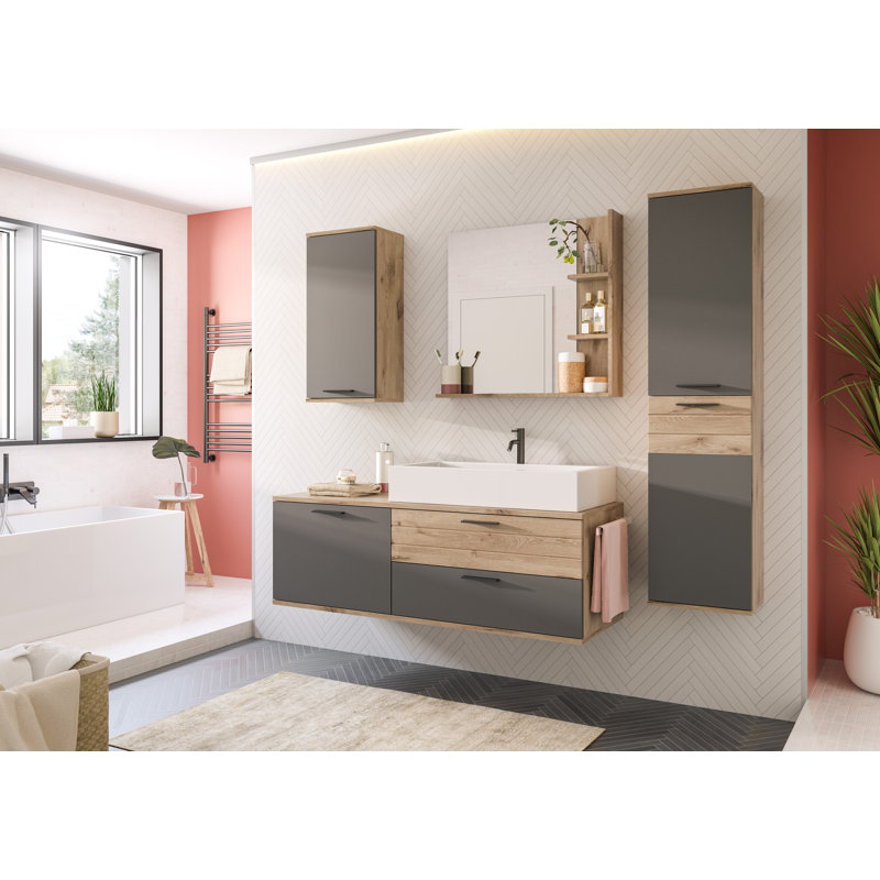 1400mm W Wall-Mounted Single Washbasin Hannegan