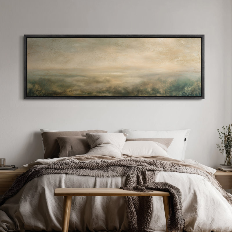 Doux bleu gris prairie chambre à coucher, art mural, H 20 po x l 60 po, Noir