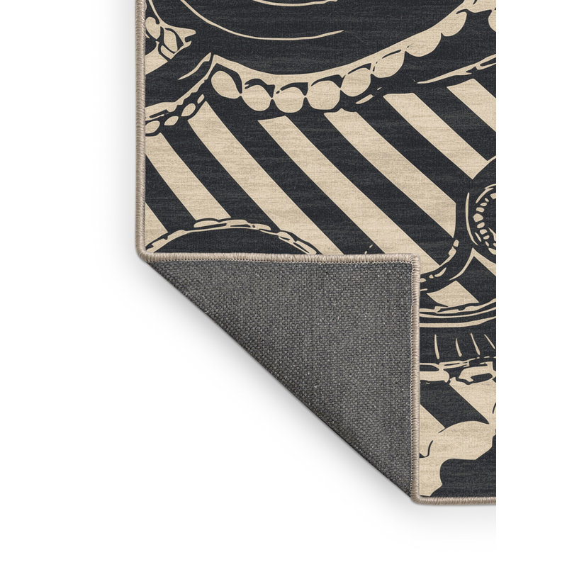 Tapis doux et moelleux à rayures nautiques gris Vega Kraken, 6 X 9