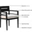 Table carrée de 40 po avec trou pour parasol et 4 chaises en tissu Ember Black