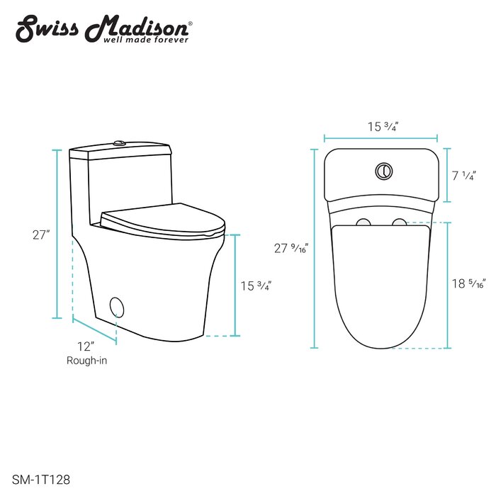 Swiss Madison Bastille Dual Flush Elongated One-Piece Toilet & Reviews ...