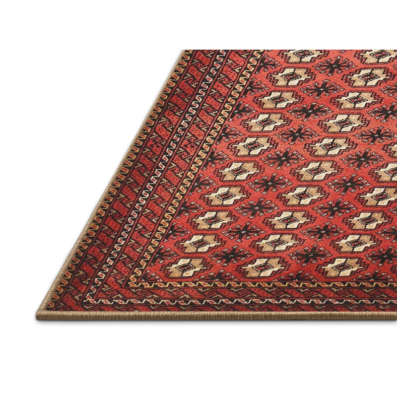 Tapis traditionnel rouge / beige, Rectangle 4 pi x 6 pi