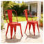 Ensemble de 2 chaises de salle à manger en métal rouge lustré, tabourets de comptoir de 18 pouces avec dossier-130174048