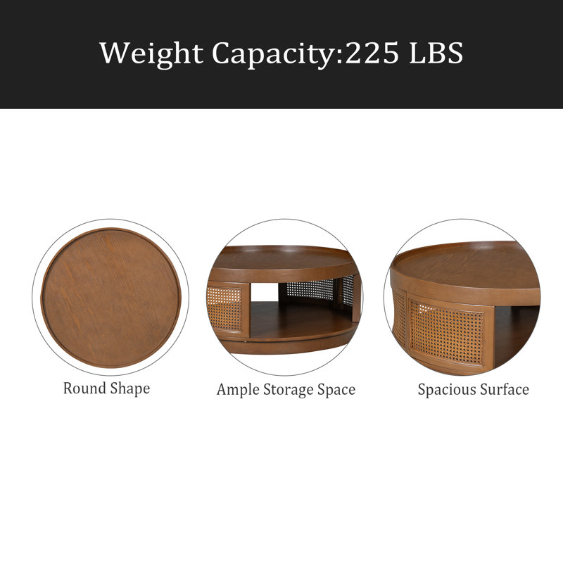 Table basse 36,8 po Mid-Century, Brun