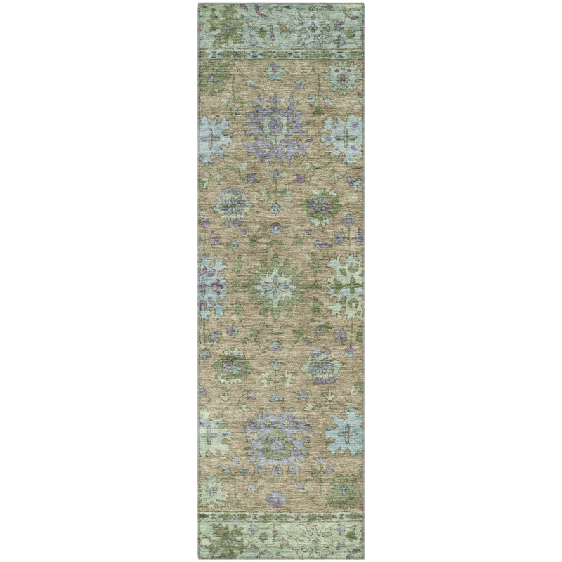 Premium Machine Washable Mayfield AMF2052 Global Rug, 2'3" x 7'6" Runner, Brown